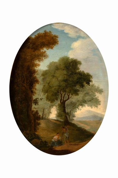 ,Scuola romana, fine secolo XVIII - inizi secolo XIX : Due paesaggi con viandanti (en pendant)  - Asta Dipinti e Disegni Antichi - Associazione Nazionale - Case d'Asta italiane