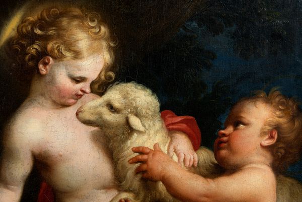 ,Scuola emiliana, fine secolo XVII - inizio secolo XVIII : Ges Bambino e San Giovannino  - Asta Dipinti e Disegni Antichi - Associazione Nazionale - Case d'Asta italiane