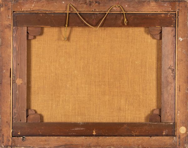 ,Scuola veneta, secolo XVIII : Paesaggio con viandanti presso un fiume, rovine, casolare e castello sullo sfondo  - Asta Dipinti e Disegni Antichi - Associazione Nazionale - Case d'Asta italiane