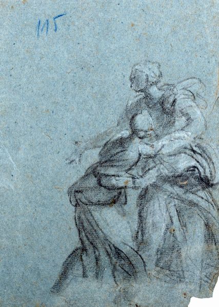 ,Scuola romana, inizi secolo XVIII : Studio di due donne per il ritrovamento di Mos  - Asta Dipinti e Disegni Antichi - Associazione Nazionale - Case d'Asta italiane