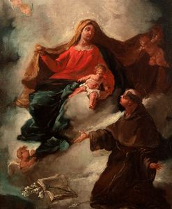 ,Attribuito a Gianantonio Guardi (Vienna 1699 - Venezia 1760) - Madonna con Bambino e SantAntonio (bozzetto)
