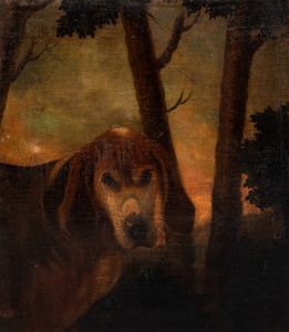 ,Scuola dell'Italia settentrionale, secolo XVII - Paesaggio con cane (frammento)