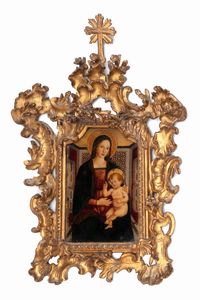 ,Imitatore di Beato Angelico, secolo XIX - Madonna con Bambino in trono