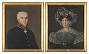 ,Jean Martini - Ritratto di gentiluomo e Ritratto di gentildonna, a mezzo busto (en pendant)