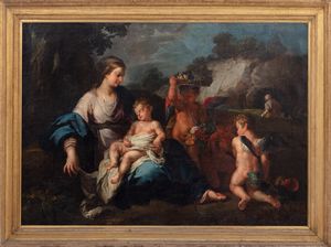 ,Scuola romana, seconda metà del secolo XVII - Riposo durante la fuga in Egitto