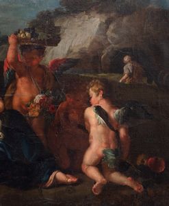 ,Scuola romana, seconda metà del secolo XVII : Riposo durante la fuga in Egitto  - Asta Dipinti e Disegni Antichi - Associazione Nazionale - Case d'Asta italiane