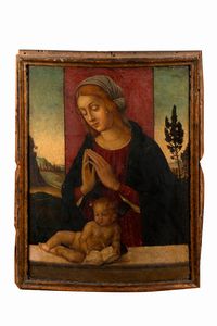 ,Imitatore di Perugino : Madonna con Bambino  - Asta Dipinti e Disegni Antichi - Associazione Nazionale - Case d'Asta italiane