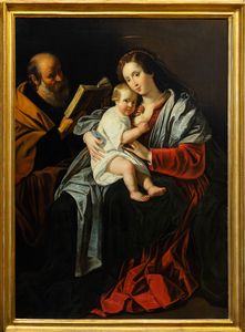 ,Atelier di Bartolomeo Cavarozzi  (Viterbo 1587 – Roma 1625) - Sacra Famiglia