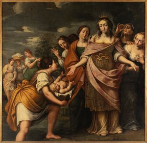 ,Scuola emiliana, secolo XVII - Mos consegnato alla figlia del faraone