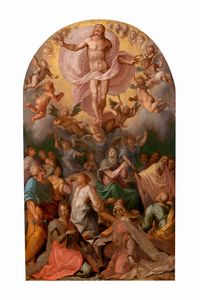 ,Tommaso Manzuoli, detto Maso da San Friano - Ascensione di Cristo con la Vergine, gli Apostoli e le Sante Agnese ed Elena