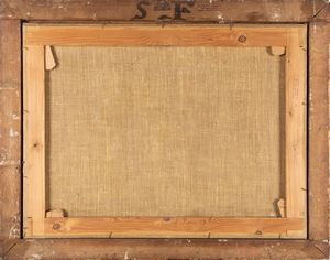 ,Scuola dell'Italia settentrionale, secolo XVIII : Capriccio architettonico con viandanti e corso d'acqua  - Asta Dipinti e Disegni Antichi - Associazione Nazionale - Case d'Asta italiane