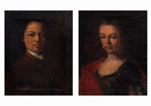 ,Scuola dell'Italia settentrionale, secolo XVIII - Ritratto di gentiluomo e Ritratto di gentildonna, a mezzo busto (en pendant)