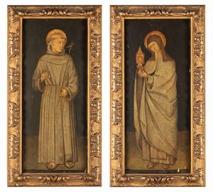 ,Pittore popolare, secolo XV, e restauratore moderno - San Francesco e Santa Chiara (en pendant)
