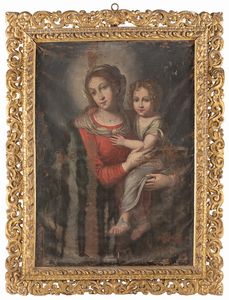 ,Scuola italiana, secolo XIX : Madonna con Bambino  - Asta Dipinti e Disegni Antichi - Associazione Nazionale - Case d'Asta italiane