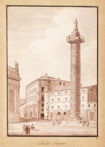 ,Scuola italiana, secolo XIX - Veduta della Colonna Traiana a Roma