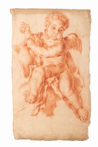 ,Scuola romana, secolo XVII - Studio per Angioletto con libro