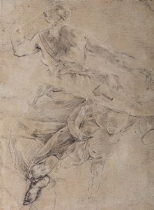 ,Scuola dell'Italia settentrionale, secolo XVIII - Studio per figura femminile di spalle con angioletto