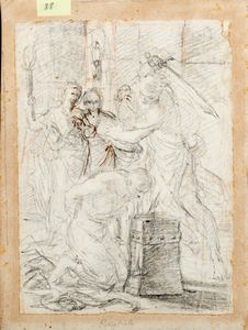 ,Scuola romana, secolo XVIII - Decapitazione di un Santo (San Giovanni Battista?)