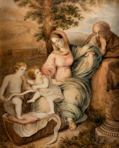 ,Pittore accademico del secolo XIX, da Raffaello - Sacra Famiglia sotto la quercia