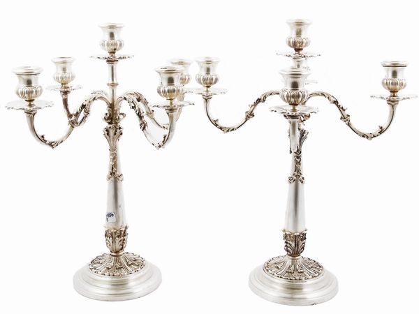 Coppia di candelabri in argento  - Asta House Sale: Un'elegante casa fiorentina - Associazione Nazionale - Case d'Asta italiane