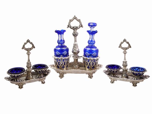 Set  da tavola in argento con oliera e saliere  - Asta House Sale: Un'elegante casa fiorentina - Associazione Nazionale - Case d'Asta italiane