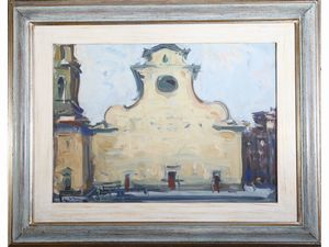 ,Enzo Pregno - Veduta di Piazza di Santo Spirito