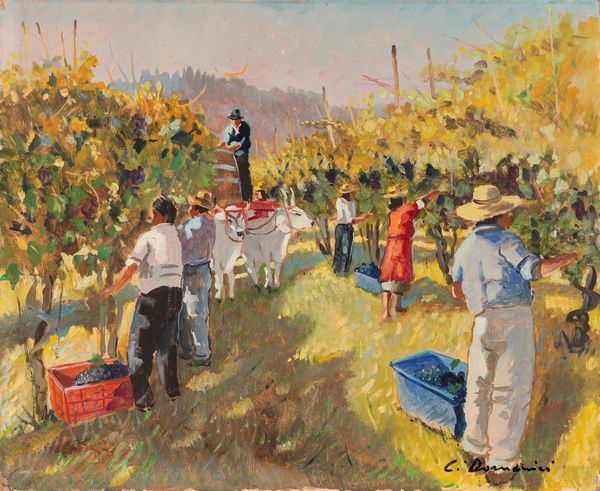 ,Carlo Domenici : La vendemmia  - Asta Arte figurativa tra XIX e XX Secolo - Associazione Nazionale - Case d'Asta italiane