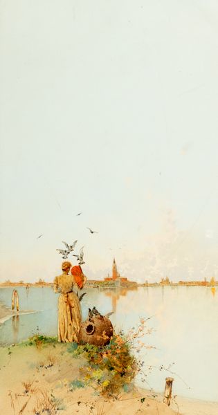 ,Raffaele Mainella : Venezia, il ventaglio rosso  - Asta Arte figurativa tra XIX e XX Secolo - Associazione Nazionale - Case d'Asta italiane