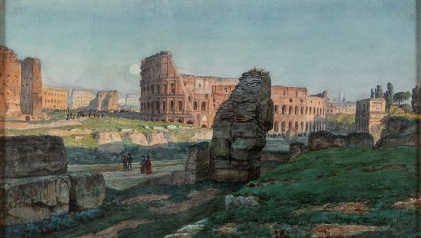 ,Pietro Sassi : Roma, passeggio nei pressi del Colosseo  - Asta Arte figurativa tra XIX e XX Secolo - Associazione Nazionale - Case d'Asta italiane