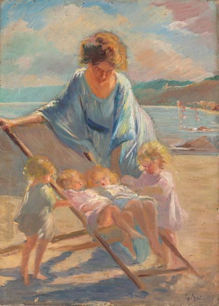 ,Gaetano Spinelli : In spiaggia con la mamma  - Asta Arte figurativa tra XIX e XX Secolo - Associazione Nazionale - Case d'Asta italiane