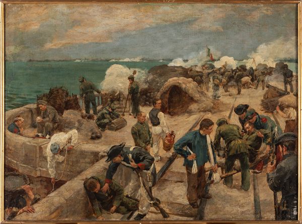 ,Emilio Paggiaro : Difesa del ponte ferroviario dalle forze armate austriache, giugno 1849  - Asta Arte figurativa tra XIX e XX Secolo - Associazione Nazionale - Case d'Asta italiane