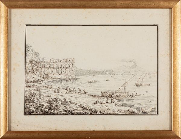 ,Antonio Senape : Coppia di vedute con la baia di Napoli  - Asta Arte figurativa tra XIX e XX Secolo - Associazione Nazionale - Case d'Asta italiane