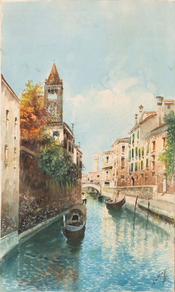 ,Giuseppe Bertini : Canale veneziano  - Asta Arte figurativa tra XIX e XX Secolo - Associazione Nazionale - Case d'Asta italiane