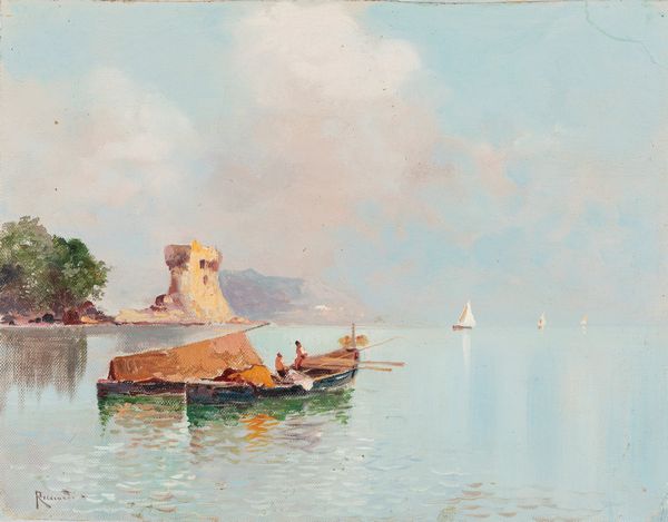 ,Oscar Ricciardi : Marina con pescatori  - Asta Arte figurativa tra XIX e XX Secolo - Associazione Nazionale - Case d'Asta italiane
