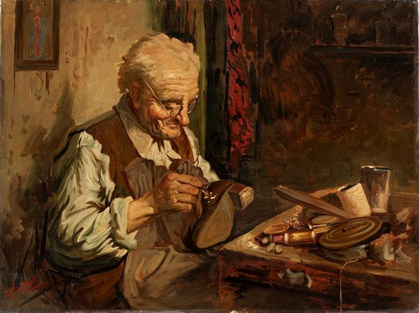 ,A. Basile (Scuola italiana fine XIX - inizi XX secolo) : Il ciabattino  - Asta Arte figurativa tra XIX e XX Secolo - Associazione Nazionale - Case d'Asta italiane