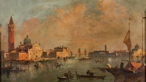 ,G. Riva (Scuola italiana del XX secolo) - Venezia, San Giorgio Maggiore e la Giudecca