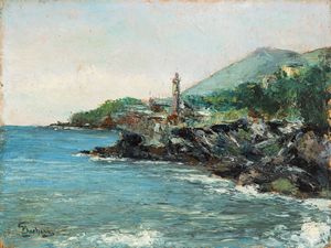 ,Giuseppe Sacheri : Costa ligure  - Asta Arte figurativa tra XIX e XX Secolo - Associazione Nazionale - Case d'Asta italiane
