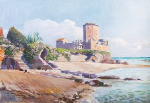 ,Carlo Montani - Veduta di Torre Astura