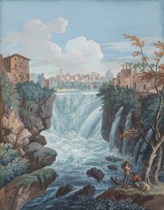 ,Scuola italiana del XIX secolo - Tivoli, le cascate