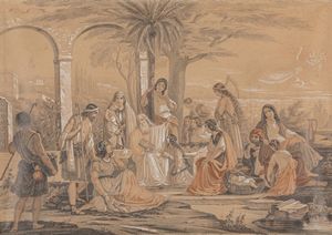 ,Nicola Consoni : Scena biblica  - Asta Arte figurativa tra XIX e XX Secolo - Associazione Nazionale - Case d'Asta italiane