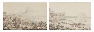 ,Antonio Senape - Coppia di vedute con la baia di Napoli