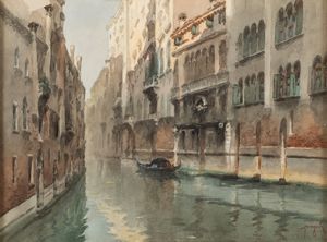 ,EMANUELE BRUGNOLI : Canal interno  - Asta Arte figurativa tra XIX e XX Secolo - Associazione Nazionale - Case d'Asta italiane