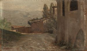,Adolfo Dalbesio : Scorcio di Galletto, presso Torino  - Asta Arte figurativa tra XIX e XX Secolo - Associazione Nazionale - Case d'Asta italiane