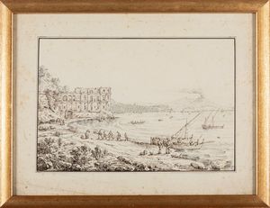 ,Antonio Senape : Coppia di vedute con la baia di Napoli  - Asta Arte figurativa tra XIX e XX Secolo - Associazione Nazionale - Case d'Asta italiane