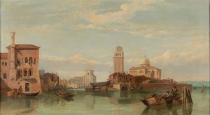 ,George Clarkson Stanfield - Venezia, veduta con la chiesa di S. Pietro di Castello