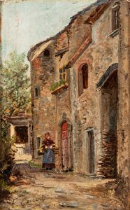 ,Eugenio Cecconi - Contadina nel borgo
