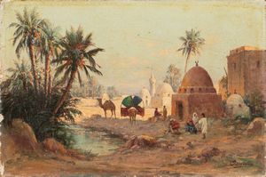 ,Jean Frixione, detto Frix (attivo fine XIX secolo - inizio XX) - Homs, Marabrutti fuori le mura