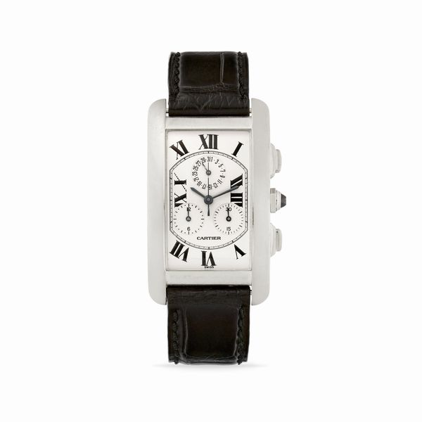 ,Cartier : Tank Americaine cronografo 2312, anni 2000  - Asta Orologi - Associazione Nazionale - Case d'Asta italiane