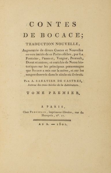 ,Boccaccio, Giovanni : Le Decameron de Jean Bocace  - Asta Libri, Autografi e Stampe - Associazione Nazionale - Case d'Asta italiane