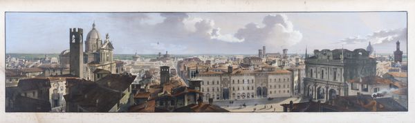 ,Gaetano Gariboldi : Veduta panoramica di Brescia  - Asta Libri, Autografi e Stampe - Associazione Nazionale - Case d'Asta italiane